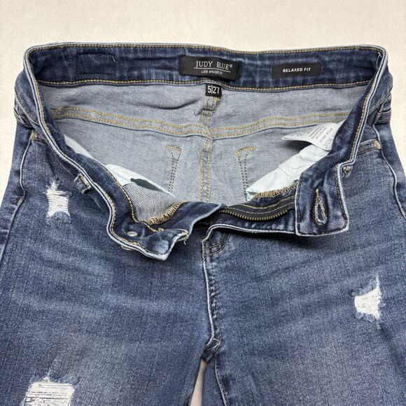 Judy Blue Beverly Vintage Relaxed Fit Distressed Raw Hem Jeans Womens Size 5/27 - Picture 7 of 14